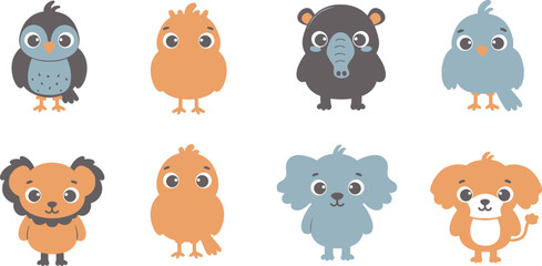 Obraz premium Sweet Baby Animals Clip Art Pack - Penguin, Cat, Bear, Chick