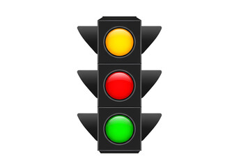 Traffic Light Signal Red Yellow Green Lights isolated on transparent background