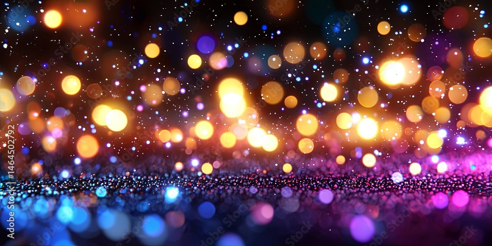 Leinwandbilder colorful abstract light waves with glowing particles and bokeh effect on a dark background for artis