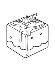 Strawberry Cheesecake Slice Line Art Coloring Page