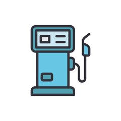 Stylish gas station icon design with blue hues over a plain black backdrop
