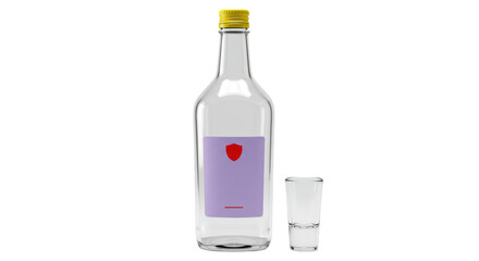 Isolated Bottle and Shot Glass