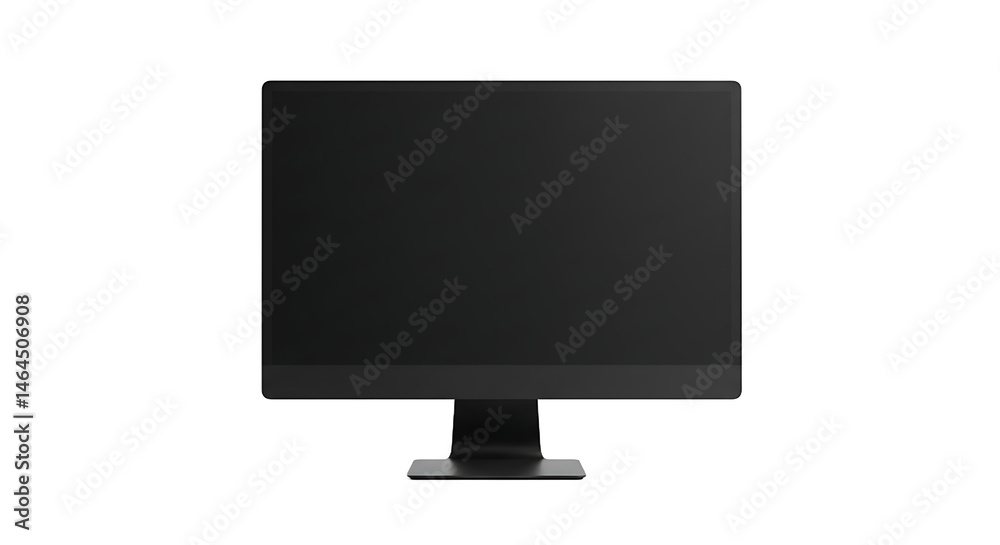Poster a minimalist computer monitor with a sleek design on a black background in a studio setting