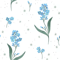 Forget-me-not flower seamless pattern. Floral Watercolor illustration for textile.