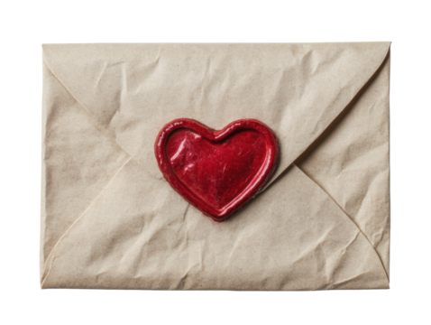 Heart seal envelope for romantic letters and heartfelt messages, cut out