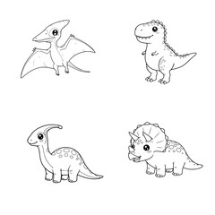 Dinosaur illustration coloring page for kids