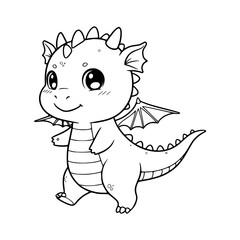 cute little dragon illustration for kids coloring pages