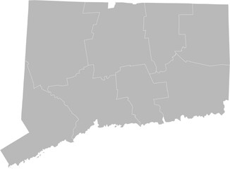 Obraz premium Connecticut vector map with county boundaries (Web Mercator projection, PPT-compatible & fully editable)