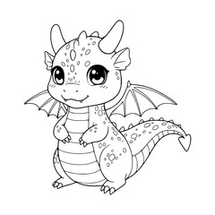 cute little dragon illustration for kids coloring pages