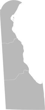 Delaware vector map with county boundaries (Web Mercator projection, PPT-compatible & fully editable)