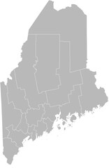 Maine vector map with county boundaries (Web Mercator projection, PPT-compatible & fully editable)