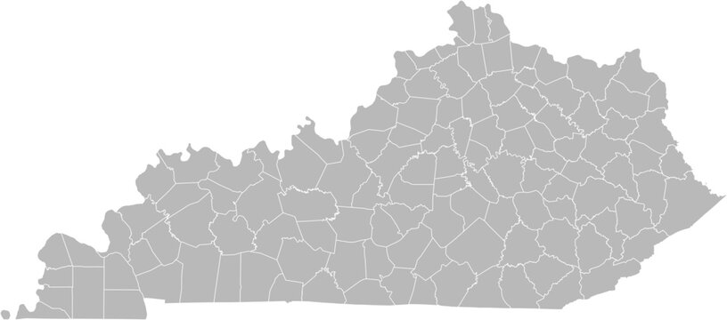 Kentucky vector map with county boundaries (Web Mercator projection, PPT-compatible & fully editable)