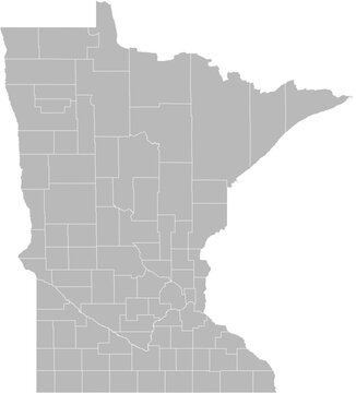 Minnesota vector map with county boundaries (Web Mercator projection, PPT-compatible & fully editable)