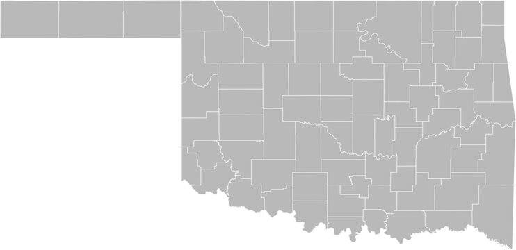 Oklahoma vector map with county boundaries (Web Mercator projection, PPT-compatible & fully editable)