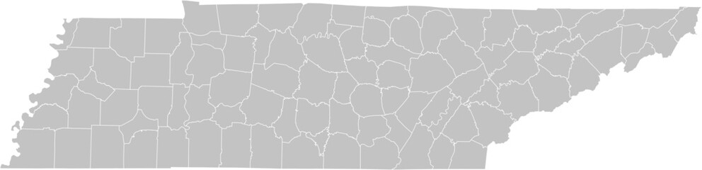 Tennessee vector map with county boundaries (Web Mercator projection, PPT-compatible & fully editable)