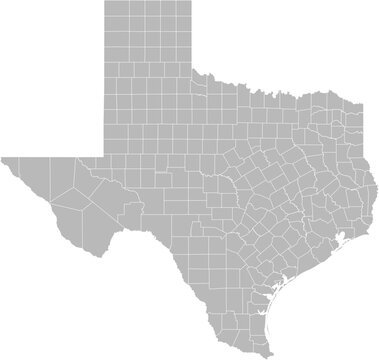 Texas vector map with county boundaries (Web Mercator projection, PPT-compatible & fully editable)