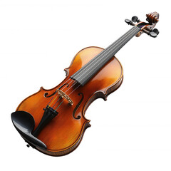 Fototapeta premium Violin instrument orchestral string music classical brown black background on transparent background