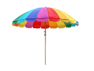Colorful beach umbrella for sunny days at the shore, cut out