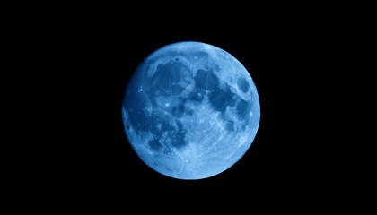Fototapeta premium blue super moon isolated on black background