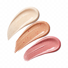 smooth glossy cosmetics swatches isolated on white background