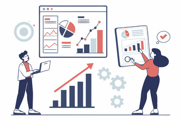 Modern Business Infographic Elements – Charts, Teamwork, and Data Analysis Vectors