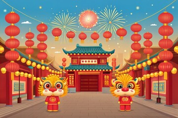 Fototapeta premium Festive Chinese New Year Dragon Decoration 