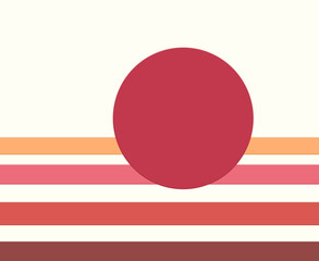 minimal colorful retro sunset graphic background , paper cut style.