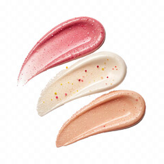 smooth glossy cosmetics swatches isolated on white background