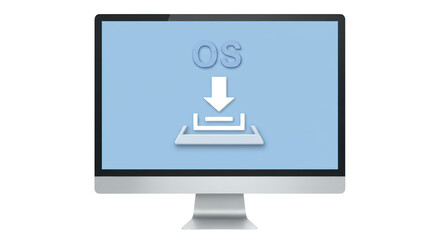 Isolated Computer Screen with OS Download Icon