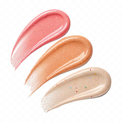 smooth glossy cosmetics swatches isolated on white background