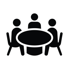 Meeting icon vector illustration. Conference meeting vector icon. Team business meeting with teamwork and collaboration flat vector icon for apps and websites.