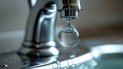 Clean kitchen faucet with a sparkling water drop