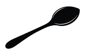 A stylized black spoon appears against a bright background in a simple, clean presentation