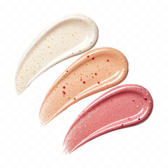 smooth glossy cosmetics swatches isolated on white background