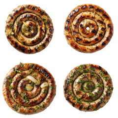 Fototapeta premium Grilled Turkey Sausage, Herb Oil, Onions 