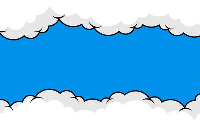 Cute Pop art Comic Background with Cloud and shine bright Vector Illustration. Comic book cartoon speech bubble for text. Cartoon puff cloud background for text template. Kids background.