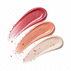 smooth glossy cosmetics swatches isolated on white background