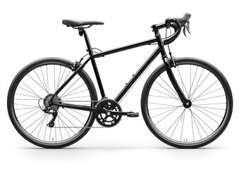 Fototapeta premium Black road bike studio shot, white background, cycling