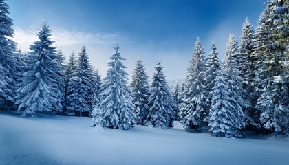 Fototapeta premium snowy evergreen trees winter landscape nature scene