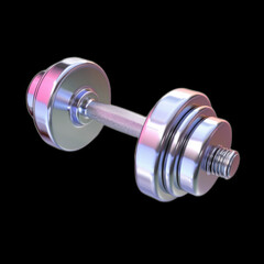 Obraz premium Shiny Chrome Textured Weightlifting Dumbbell with Rubber Ends Cl