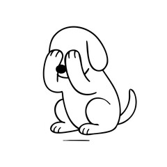 Cute Dog Playing Happy Line Drawing Marker