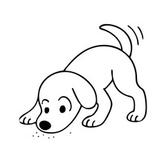 Cute Dog Sniff Playing Happy Line Drawing Marker
