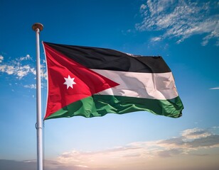 jordan flag waving on blue sky background