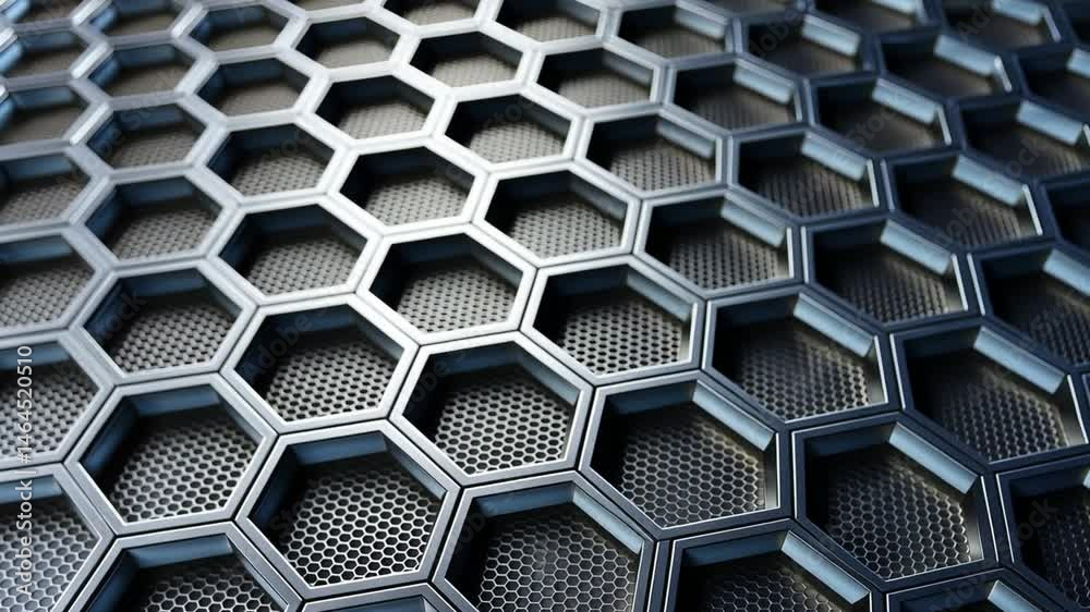 Poster geometric pattern of hexagonal shapes in black creating a modern textured backdrop