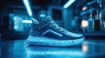 Futuristic smart shoe, technology and athletic design