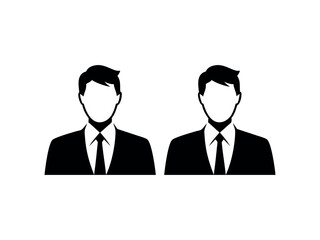Businessman Profile Icons vector illustration, bundle black and white silhouette icons of men in business suits and ties. profile icons, business icons, user icons, avatar, simple icons, flat design,