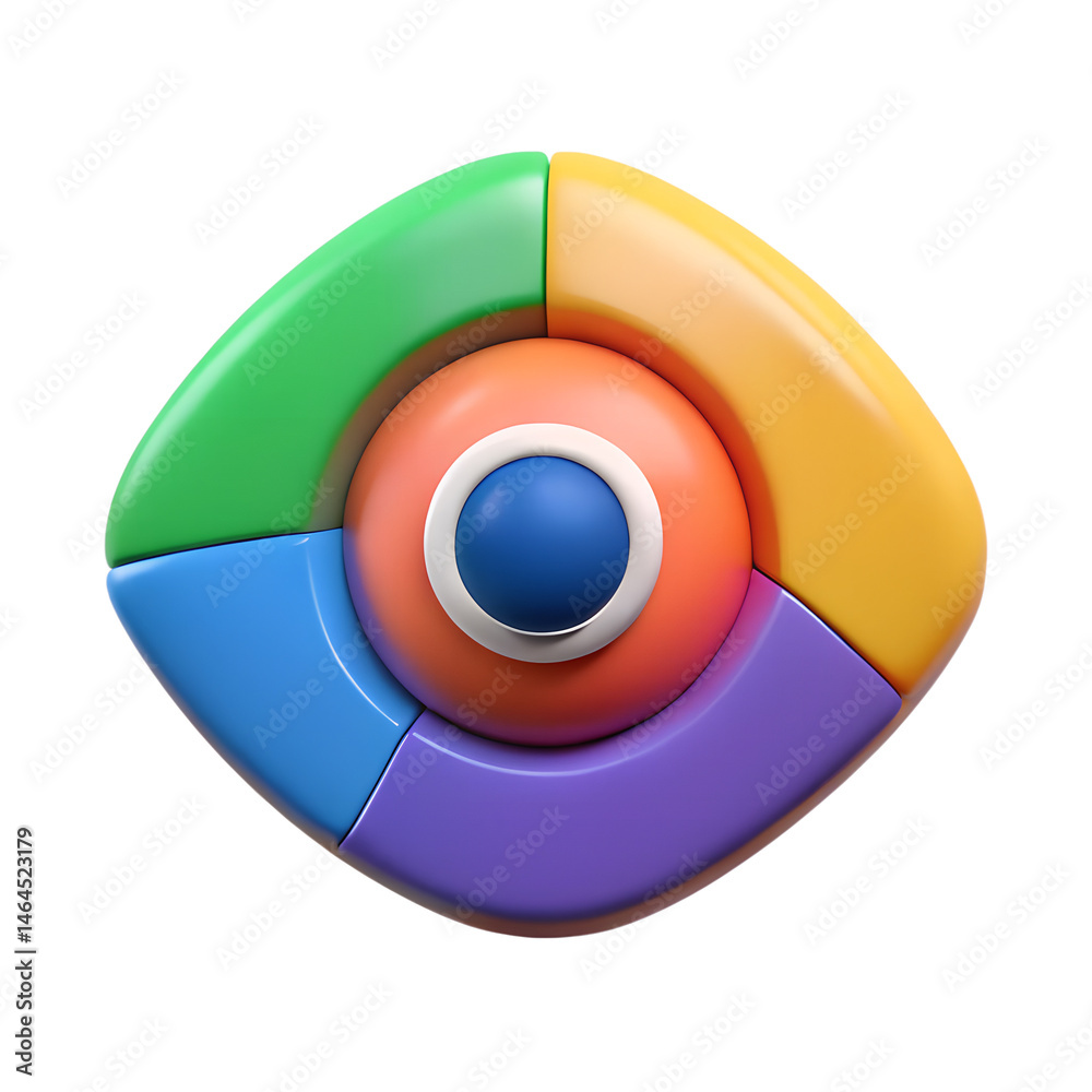 Poster vibrant 3d rendering of google chrome web browser icon displayed against a white background showcasi