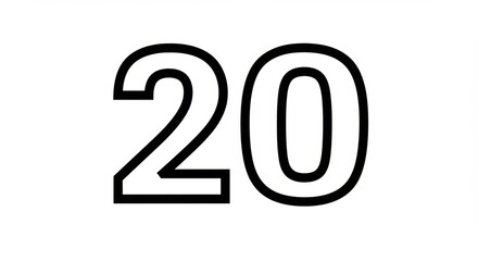 Bold Number Twenty on White Background