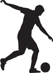 Dynamic Football Player Silhouette Vector Illustration – Action Sports Banner Graphic for Soccer Design and Creative Motion Concept