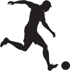 Dynamic Football Player Silhouette Vector Illustration – Action Sports Banner Graphic for Soccer Design and Creative Motion Concept